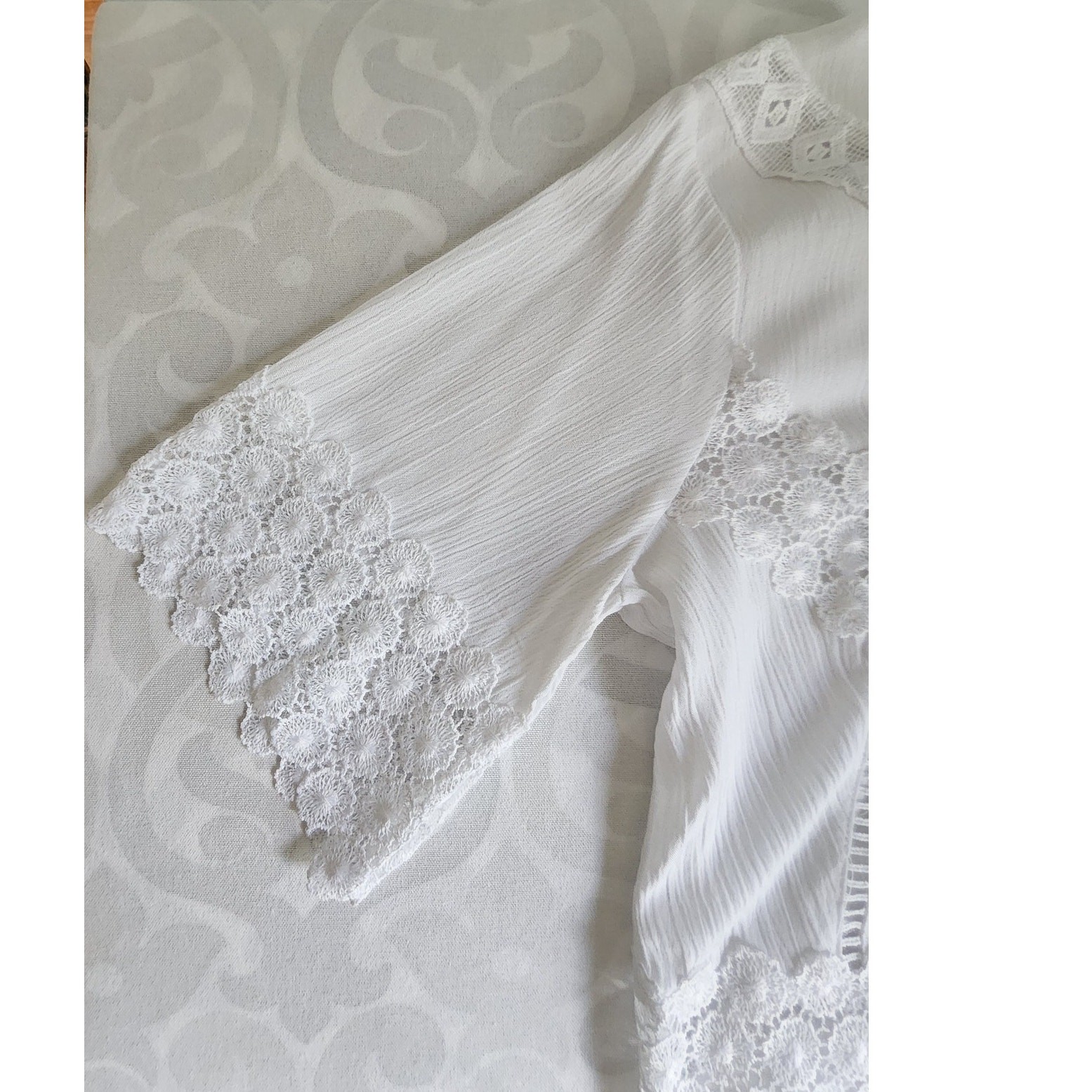 Self Esteem Boho Lace Tie Front Peasant Top XL