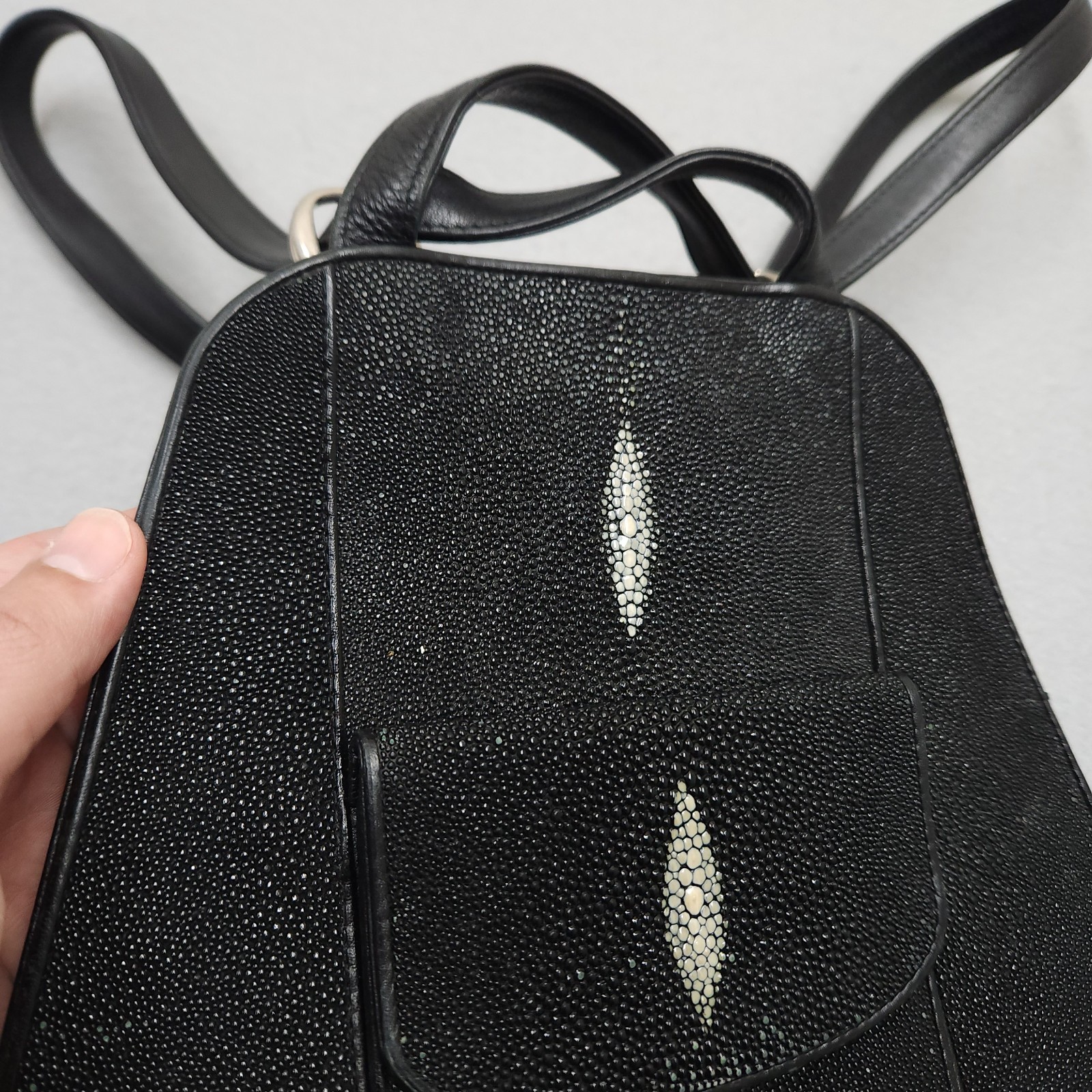 Vintage Kismet Stingray & Leather Black Mini Backpack / Purse Bag Exotic Rare