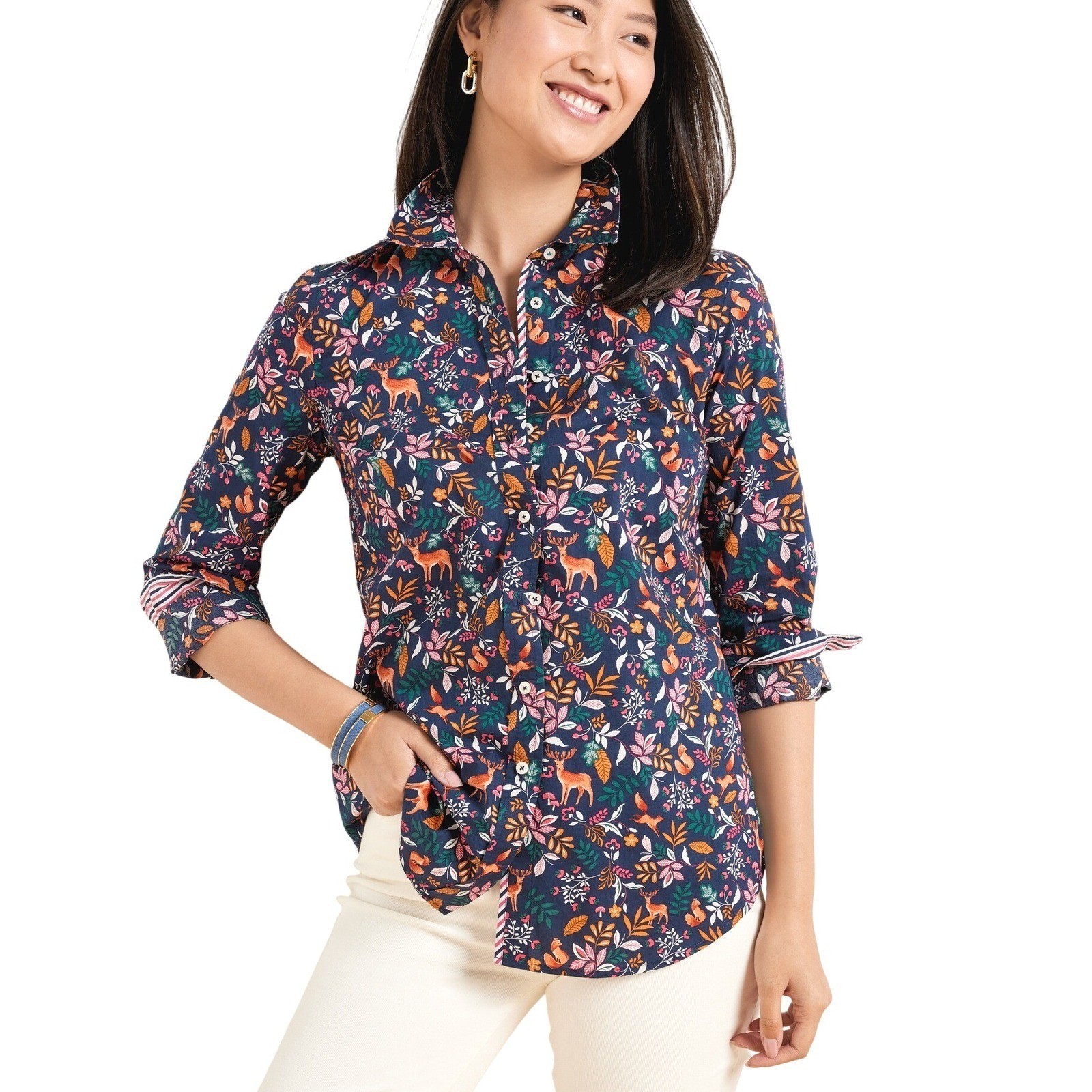 Tablots Woodland Ditsy Cotton Button Down Shirt Size Large