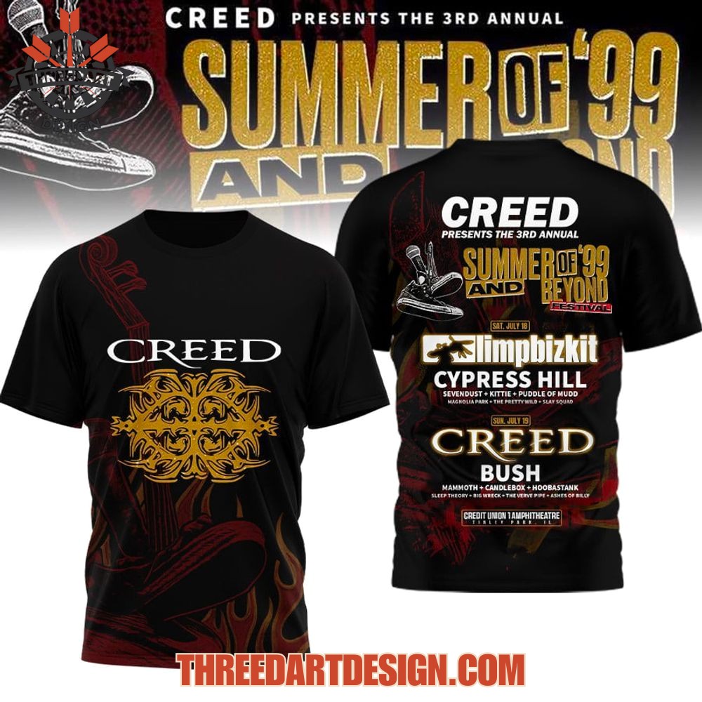 Creed Summer Of 99 And Beyond Festival Style 3D T-shirt