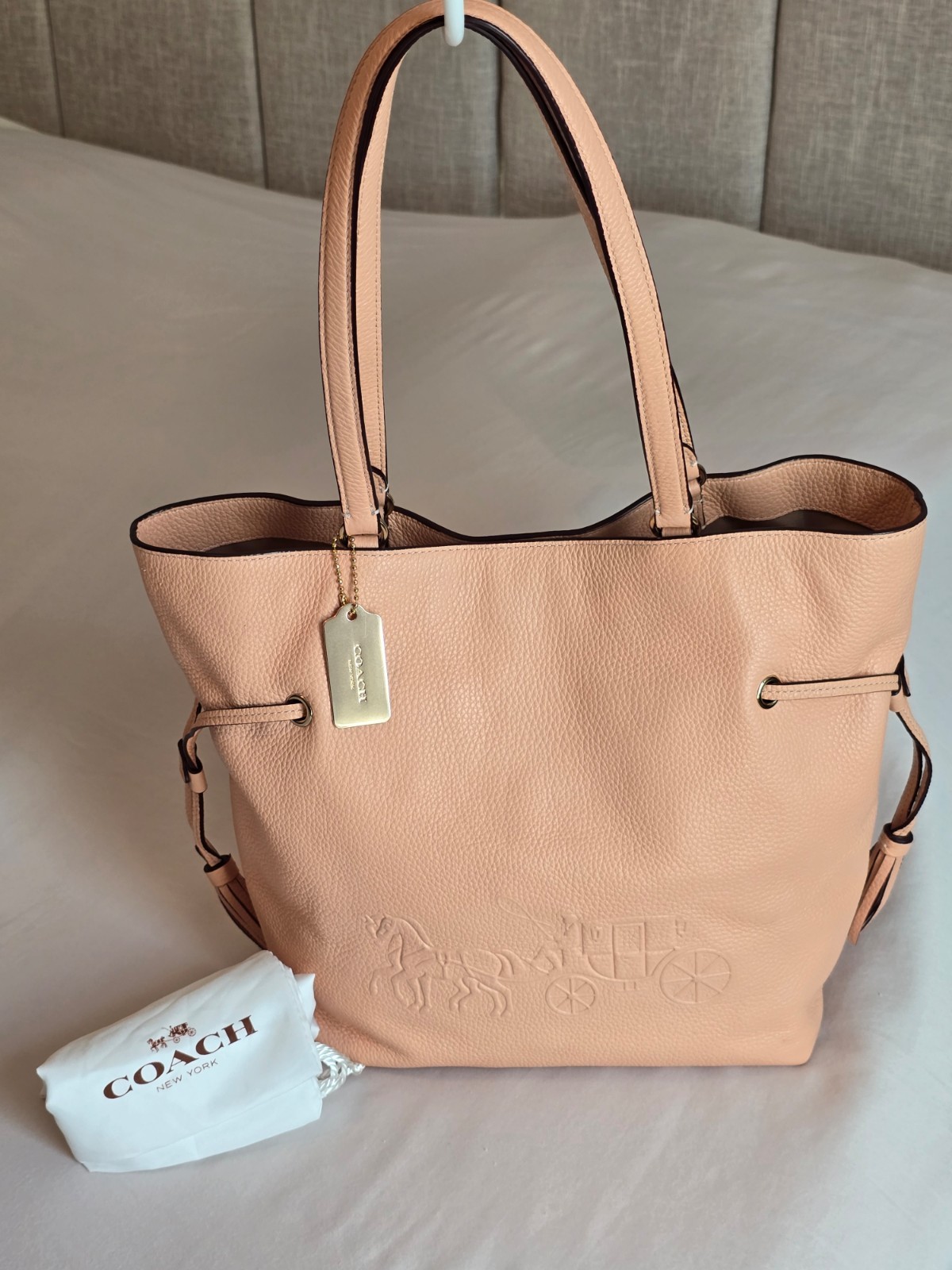 Coach Andy Tote in Faded Blush Pebbled Leather Embossed Horse & Carriage Logo