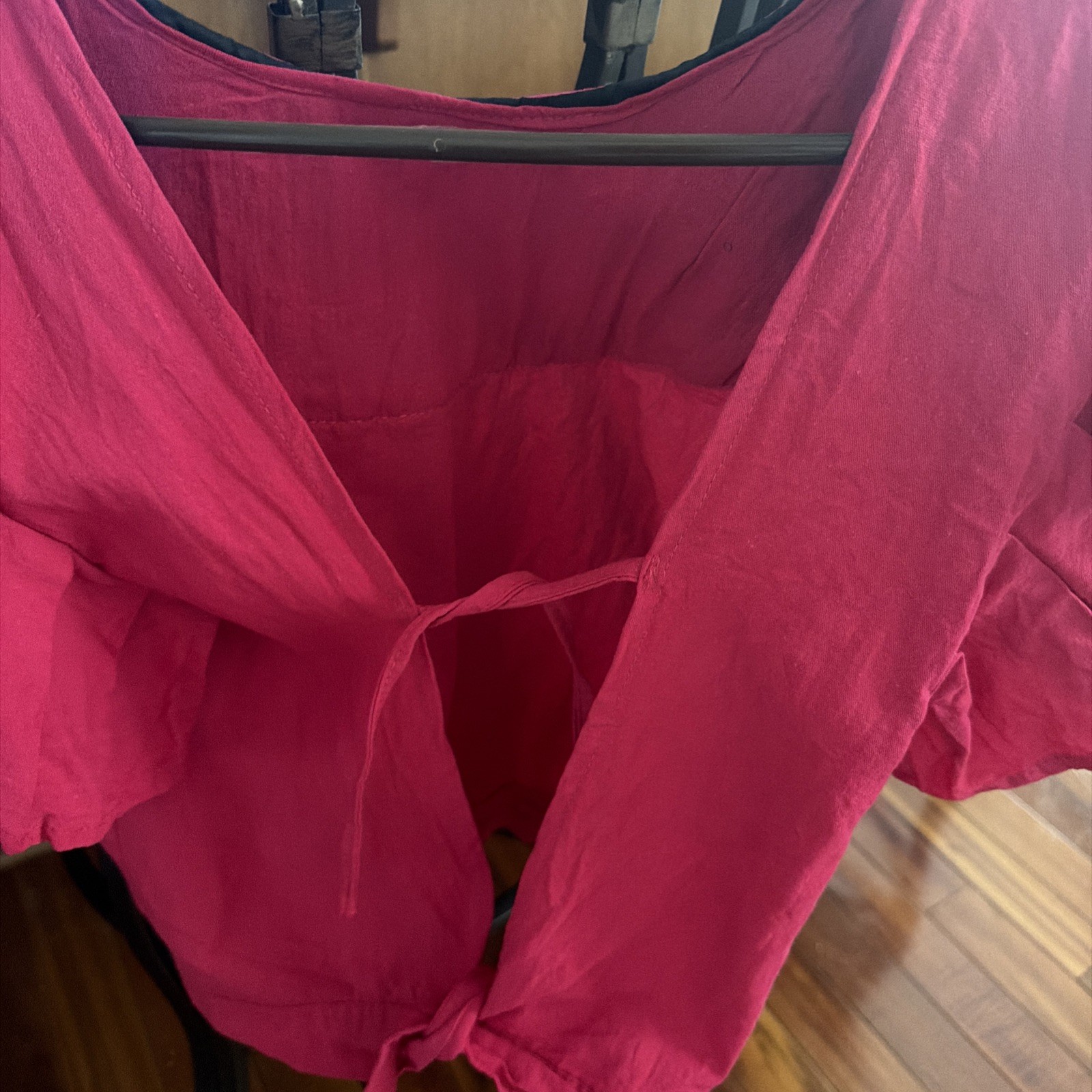 Mexico Embroidery top hot pink floral Peasant top cotton bright colorful L/XL