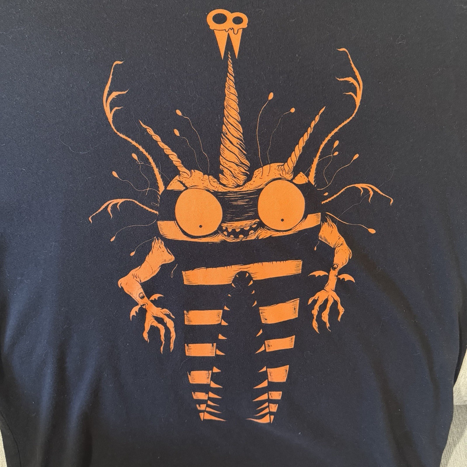 CAVITY COLORS Orange Monster Black Tshirt Size XL Artist Aaron Crawford