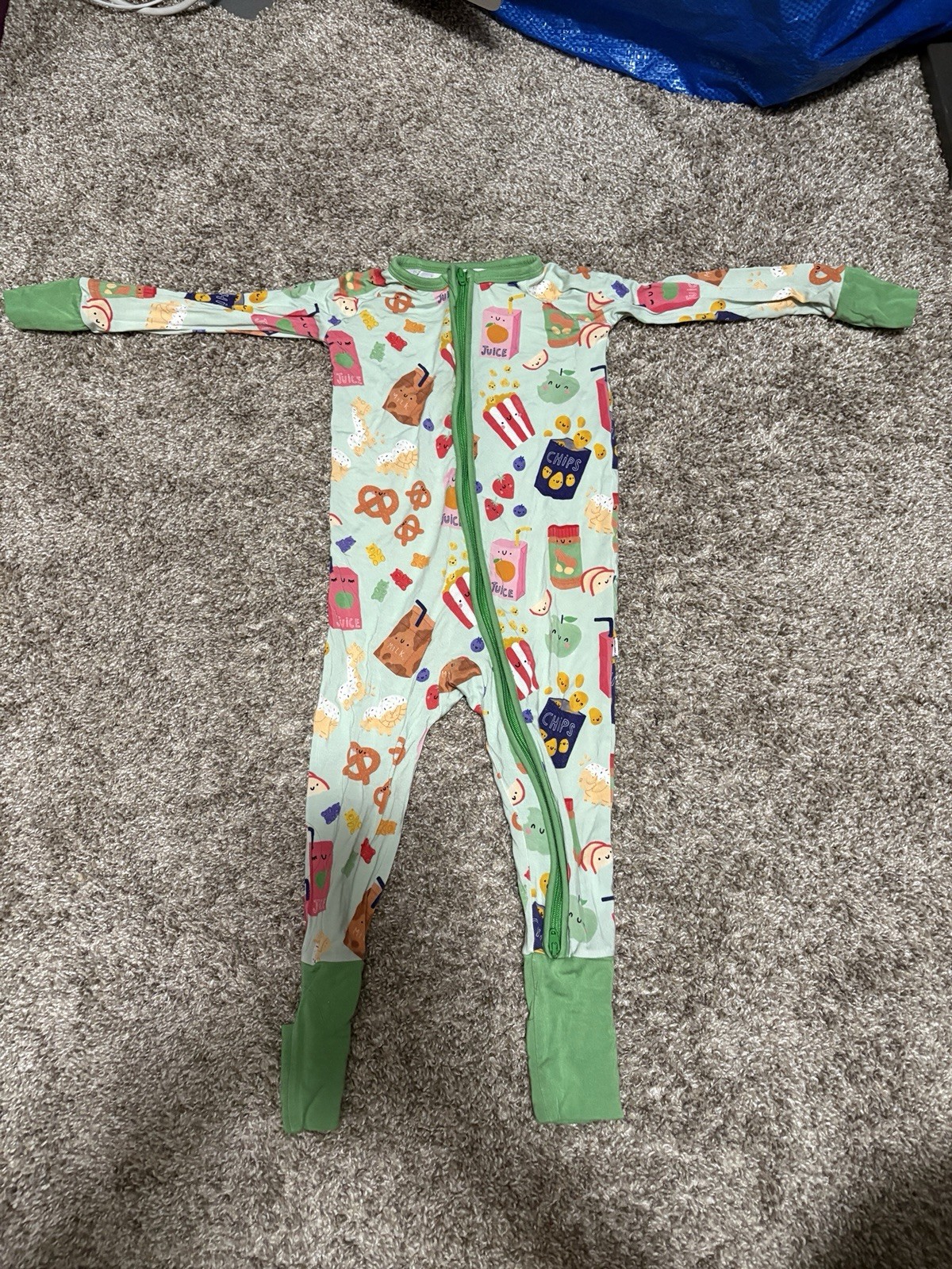 Little Sleepies Snack Attack Zippy 12-18 months gray