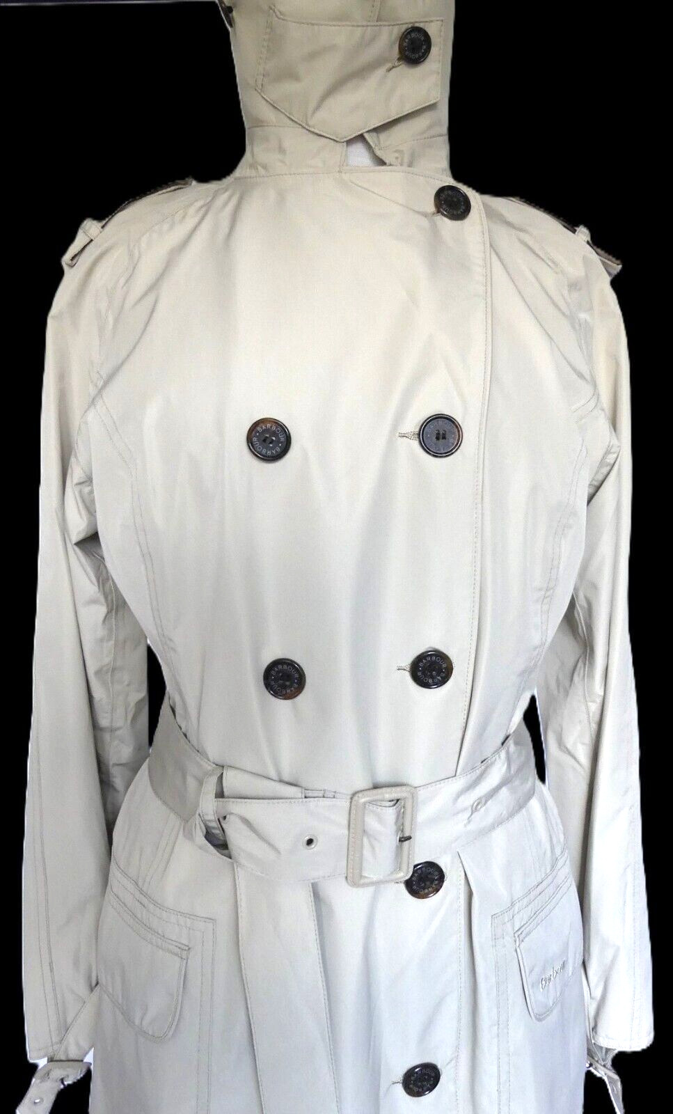 Barbour Rain Trench Coat Waterproof Featherweight Valerie Short US Size 8 Lt Tan
