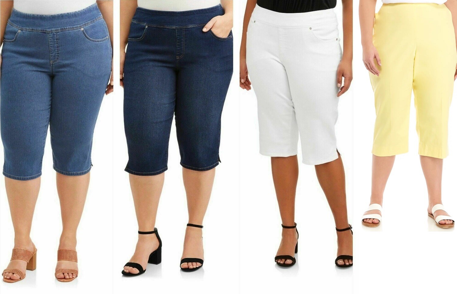 Jack David Elastic Waist Pull On Womens PLUS SIZE Stretch & Level 8 Denim CAPRI