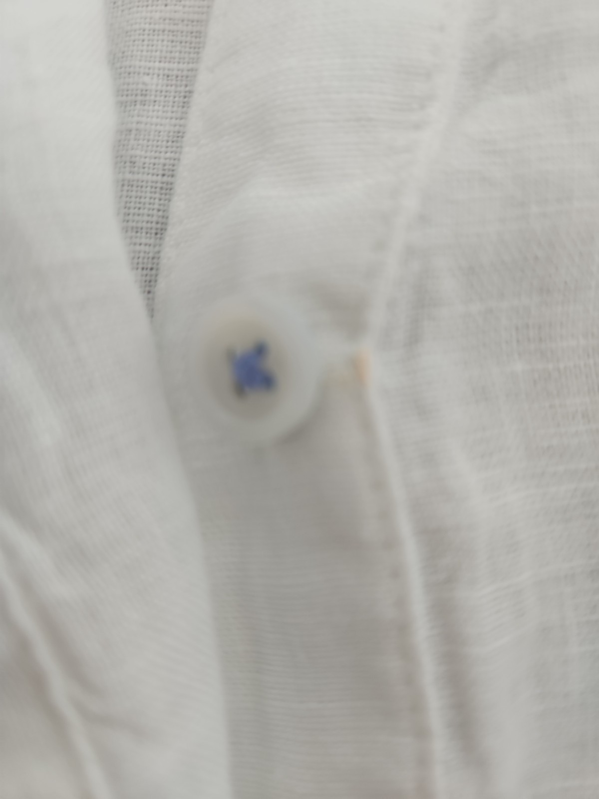 Talbots Popover Tunic Top LP Blue White Linen Side Button Dip Dye Coastal Beach