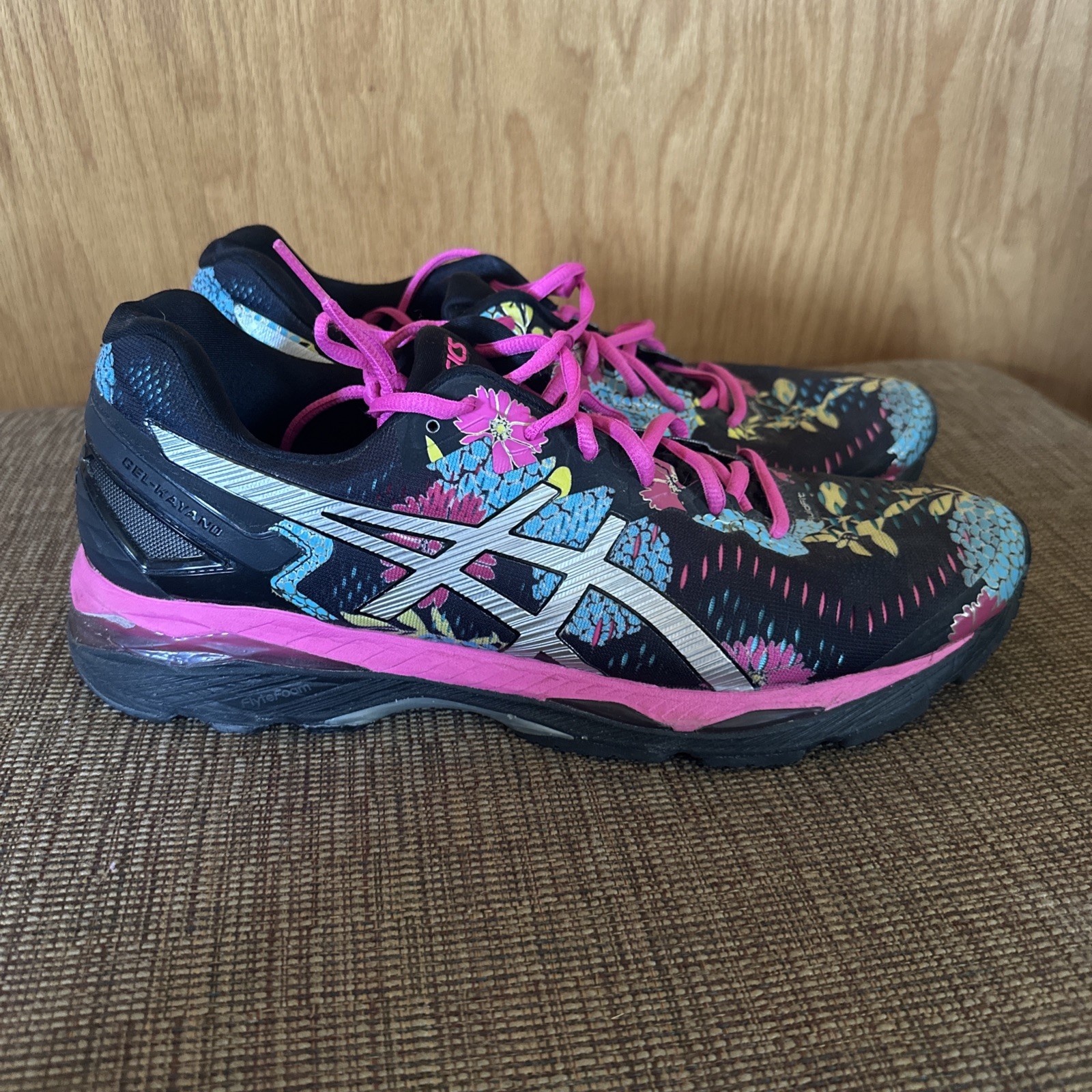Asics 23 Gel-Kayano Womens Running Shoes Floral Design Colorful Pink Size 13