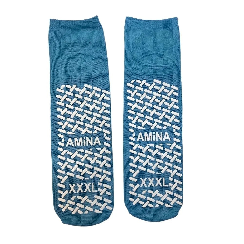 3 Pairs McKesson Bariatric Single Sided Slipper Socks Extra Wide Royal Blue.