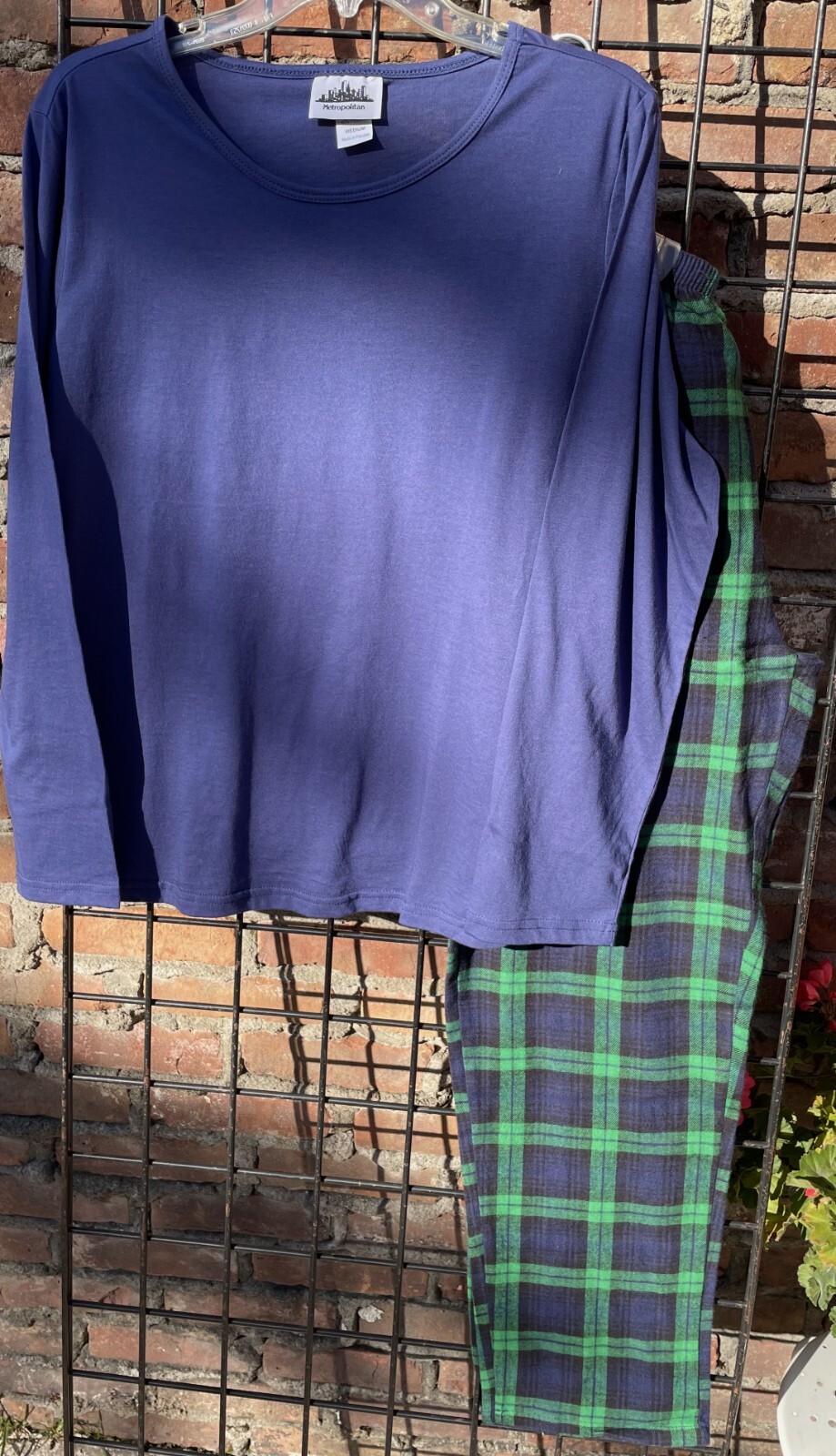 New Pajama Sets Solid Top Plaid Flannel Bottom 1X 2X 3X 4X
