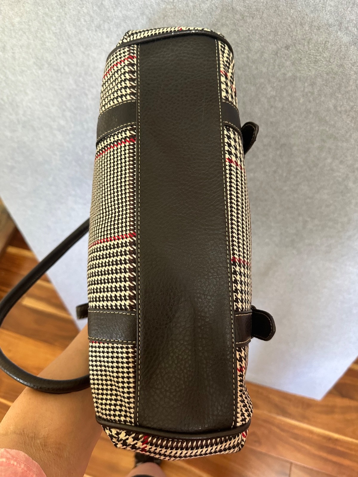 Chaps By Ralph Lauren Houndstooth Plaid Shoulder Bags Black or Brown You Choose