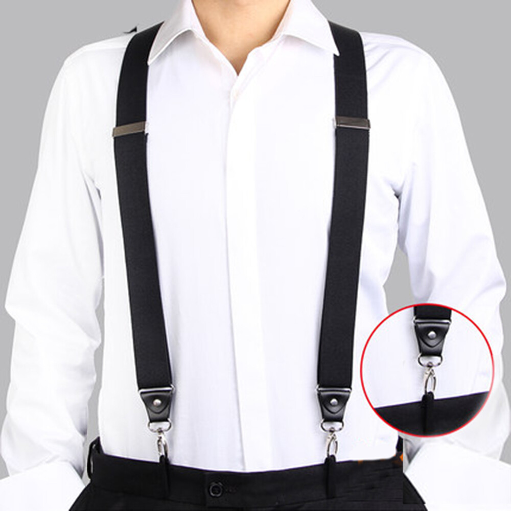 Men’s Suspender Y Back Adjustable Heavy Duty Elastic Y-Shaped Hooks Pants Braces