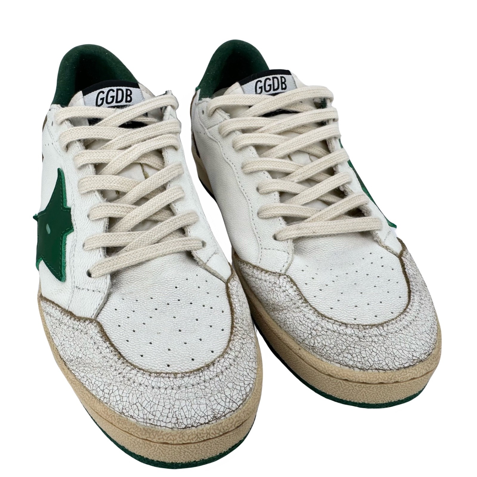 Golden Goose Ball Star White and Green Sneaker Size 41