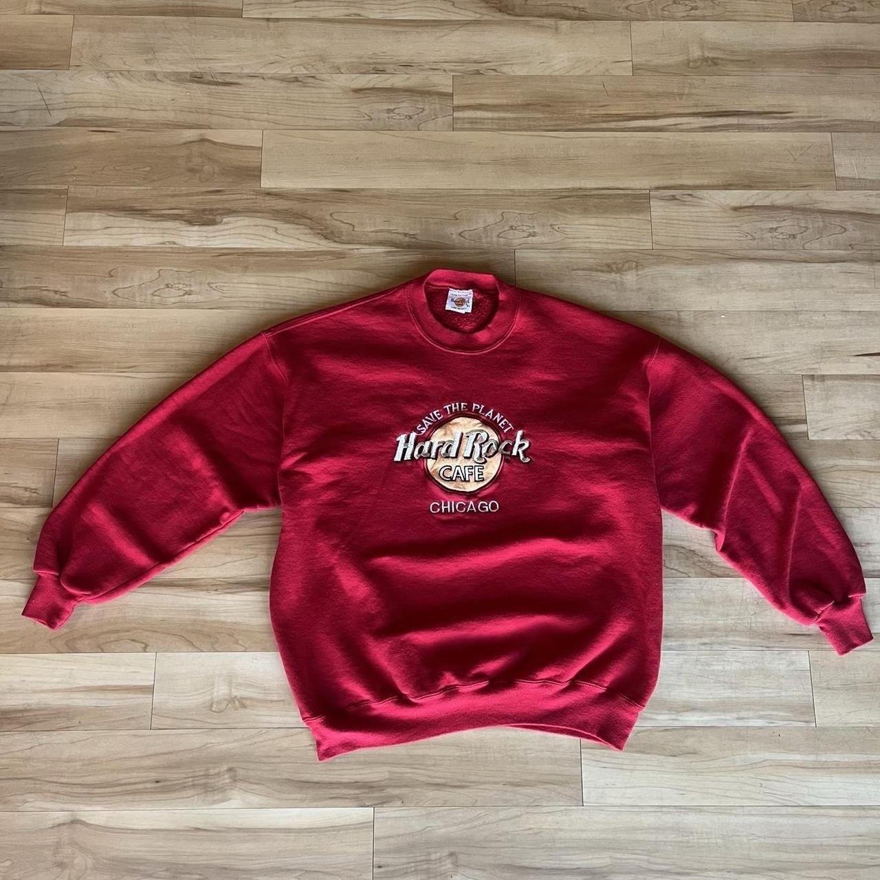 Vintage 90s Hard Rock Cafe Chicago Embroidered Crewneck Souvenir Sweatshirt – XL