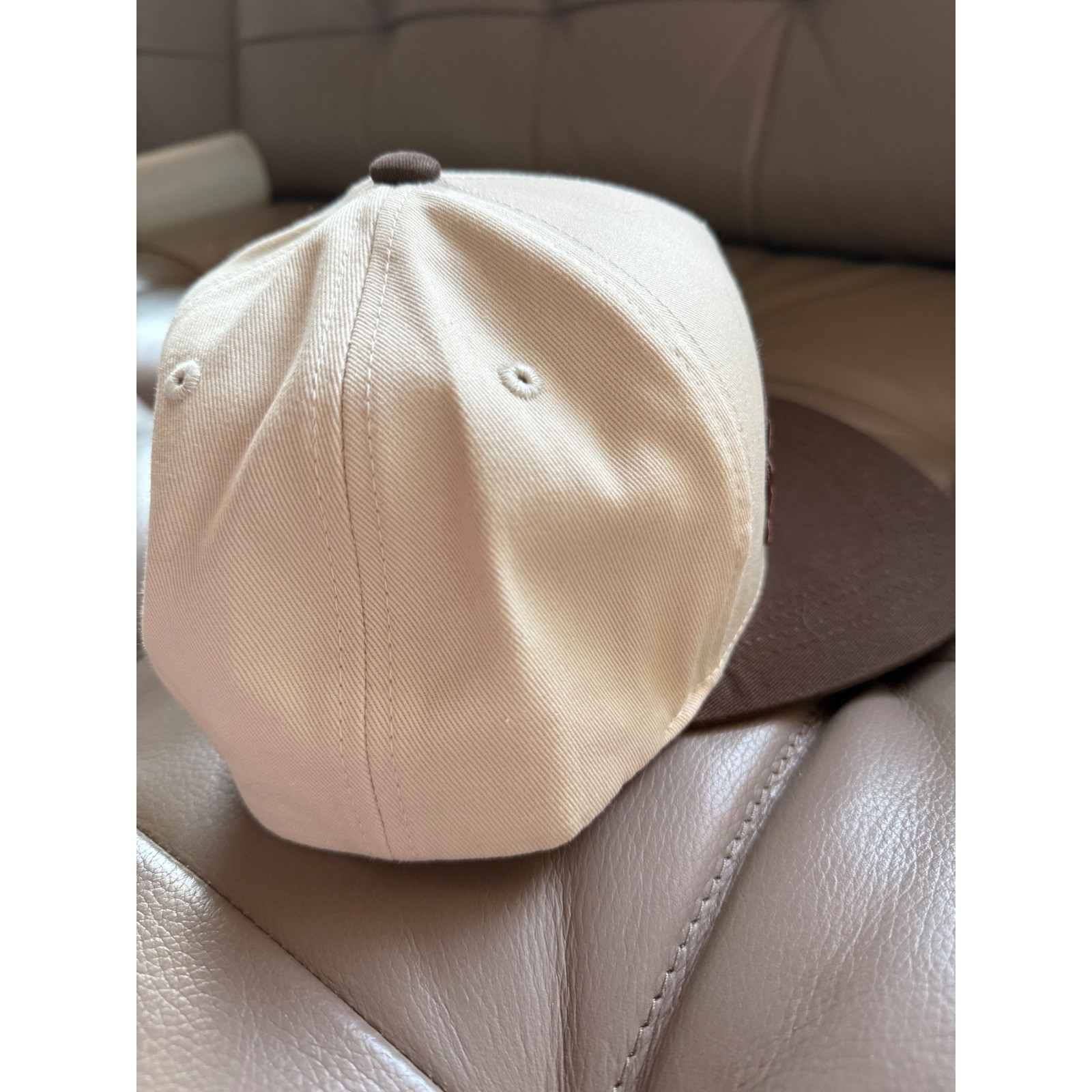 Dunkin Donuts Snapback Hat Cream Brown Est 1950 Embroidered Logo Flat Brim Cap