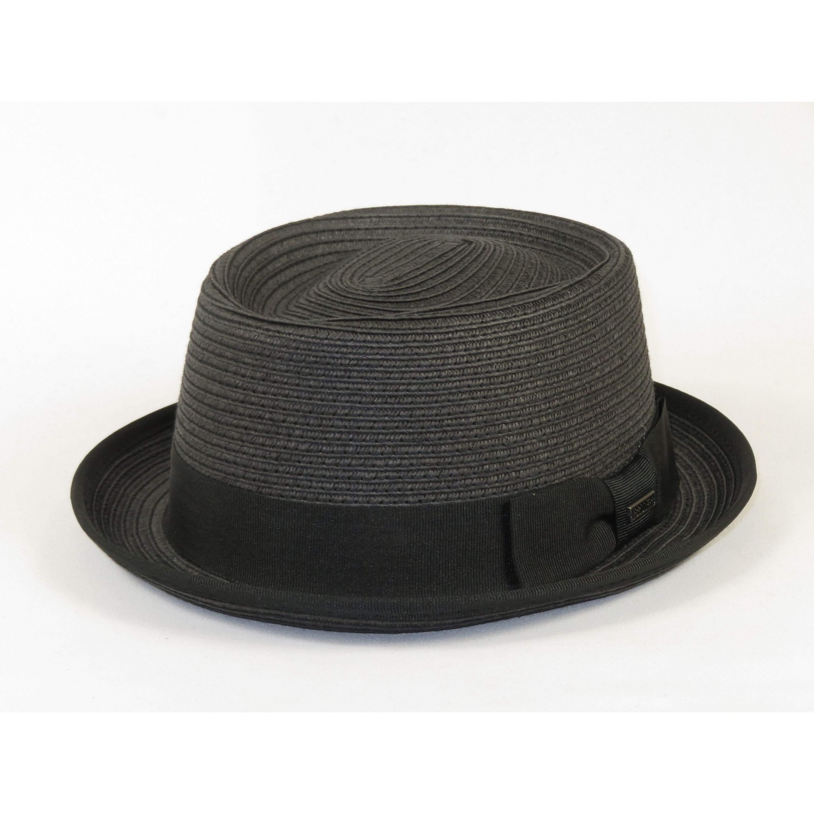 Men’s Broner Summer Hat Woven Straw Style Porkpie STAND UP 88-8601 Black