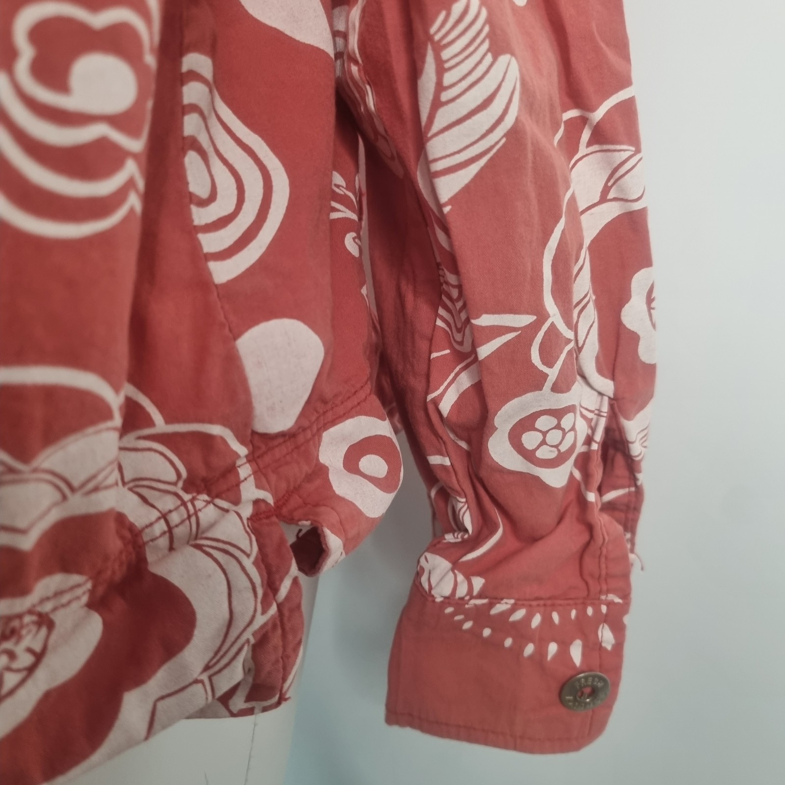 Fresh Produce Women’s Jacket Shirt Floral Vivid Coral Pink Button Down Sz XXL