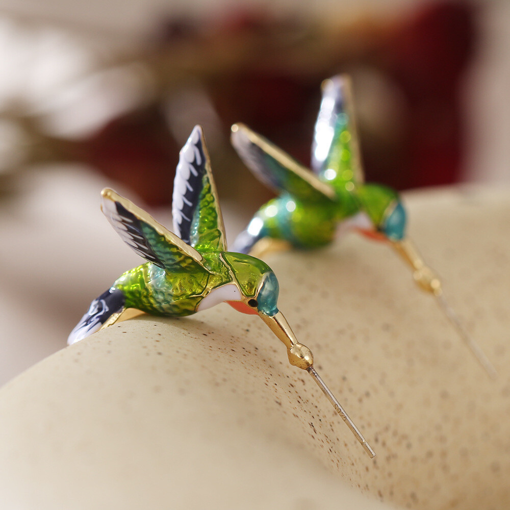 Cute Hummingbird Shaped Oil Drop Earrings Women’s Earrings Jewelry Fashion