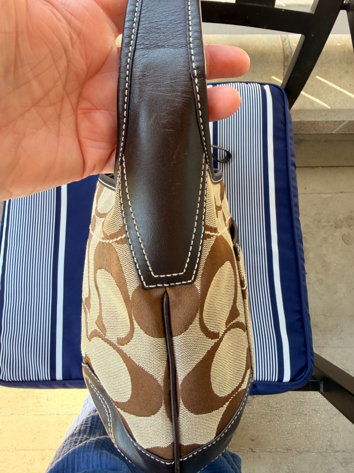 Coach 2007 Y2K Ergo Signature Brown Canvas and Leather Hobo Bag 11290