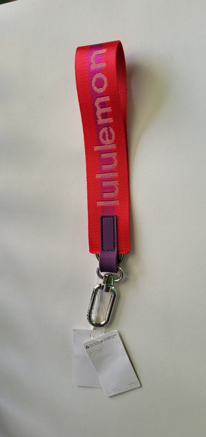 lululemon Red/Purple Logo Fabric Lanyard Key Chain w/ Detachable Metal Clip