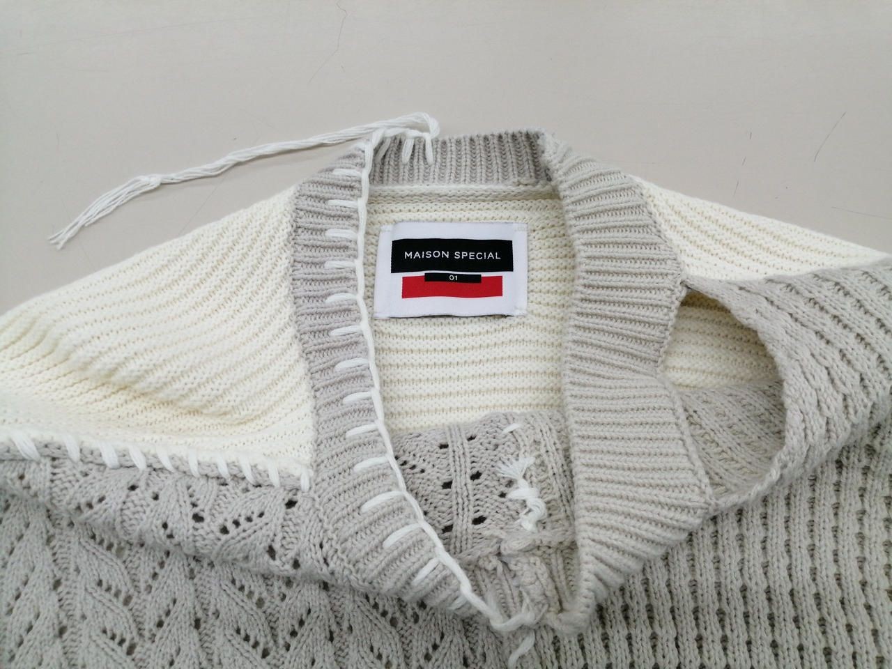 MAISON SPECIAL Cable stitch Knit Beige × Black Used
