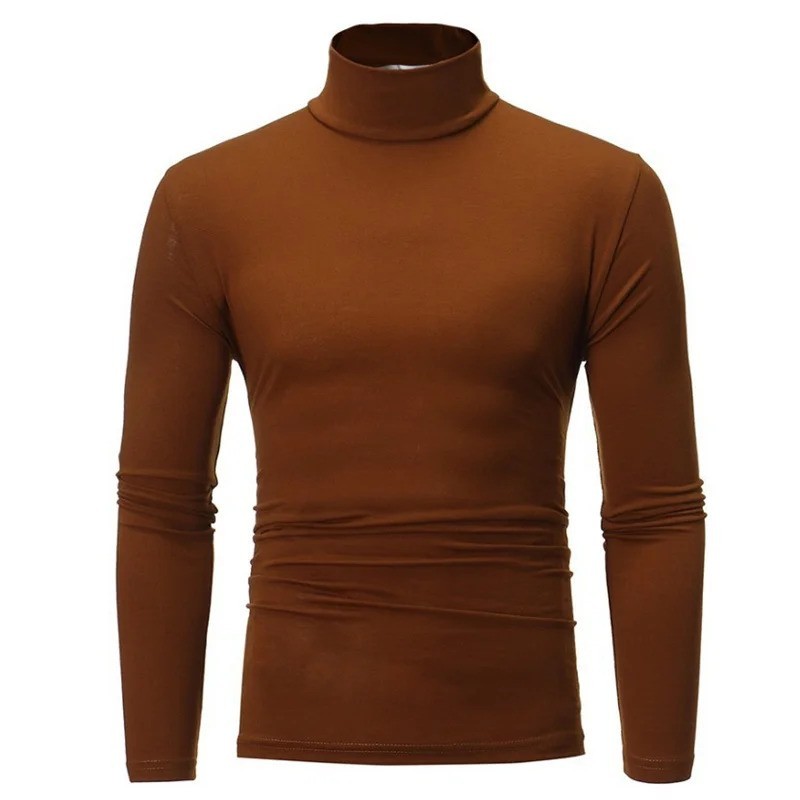 Mens Turtleneck Basic Pullover Long Sleeve Jumper Top Casual Slim Fit T-Shirt