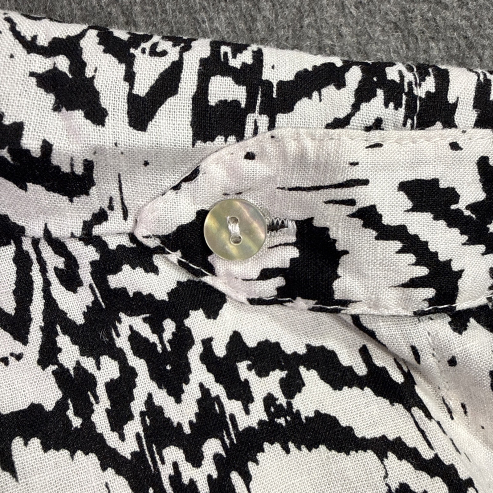 Panama Jack Linen Blend Tie Front Button Up Shirt Women’s XS Black White Floral
