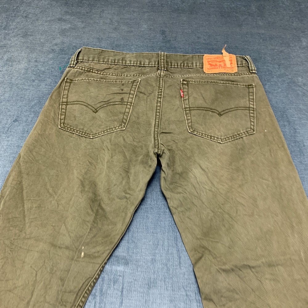 Levi’s 511 Jeans Men 36×32 Olive Green Denim Slim Fit Everyday Wear Straight Leg