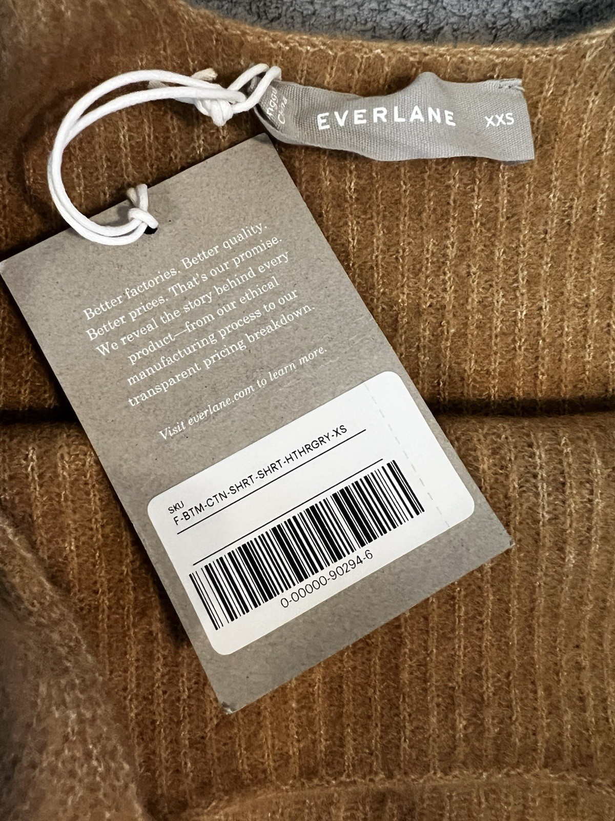 Everlane The Cozy Stretch Tank In Camel Size XXS NWT
