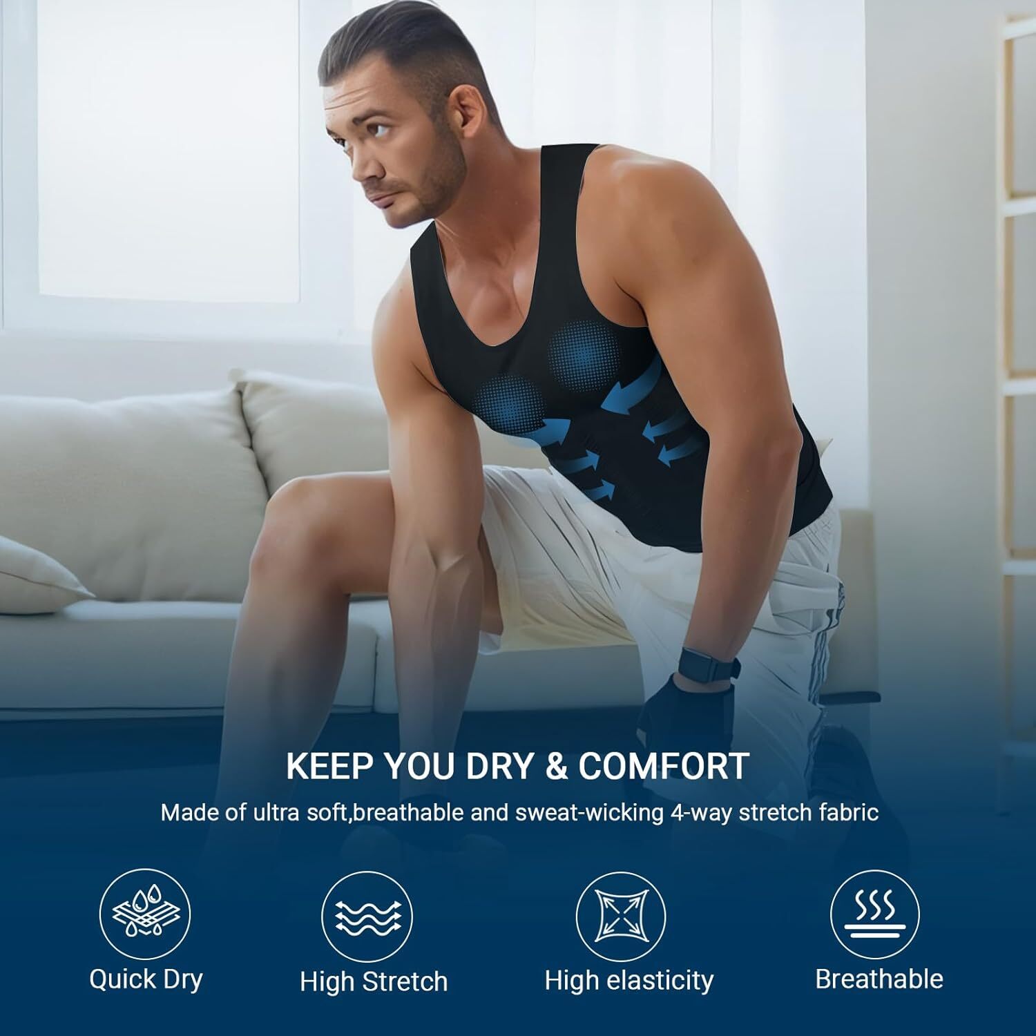 Men Slimming Body Shaper Chest Tummy Compression Shirt Fajas hombre Shapewear
