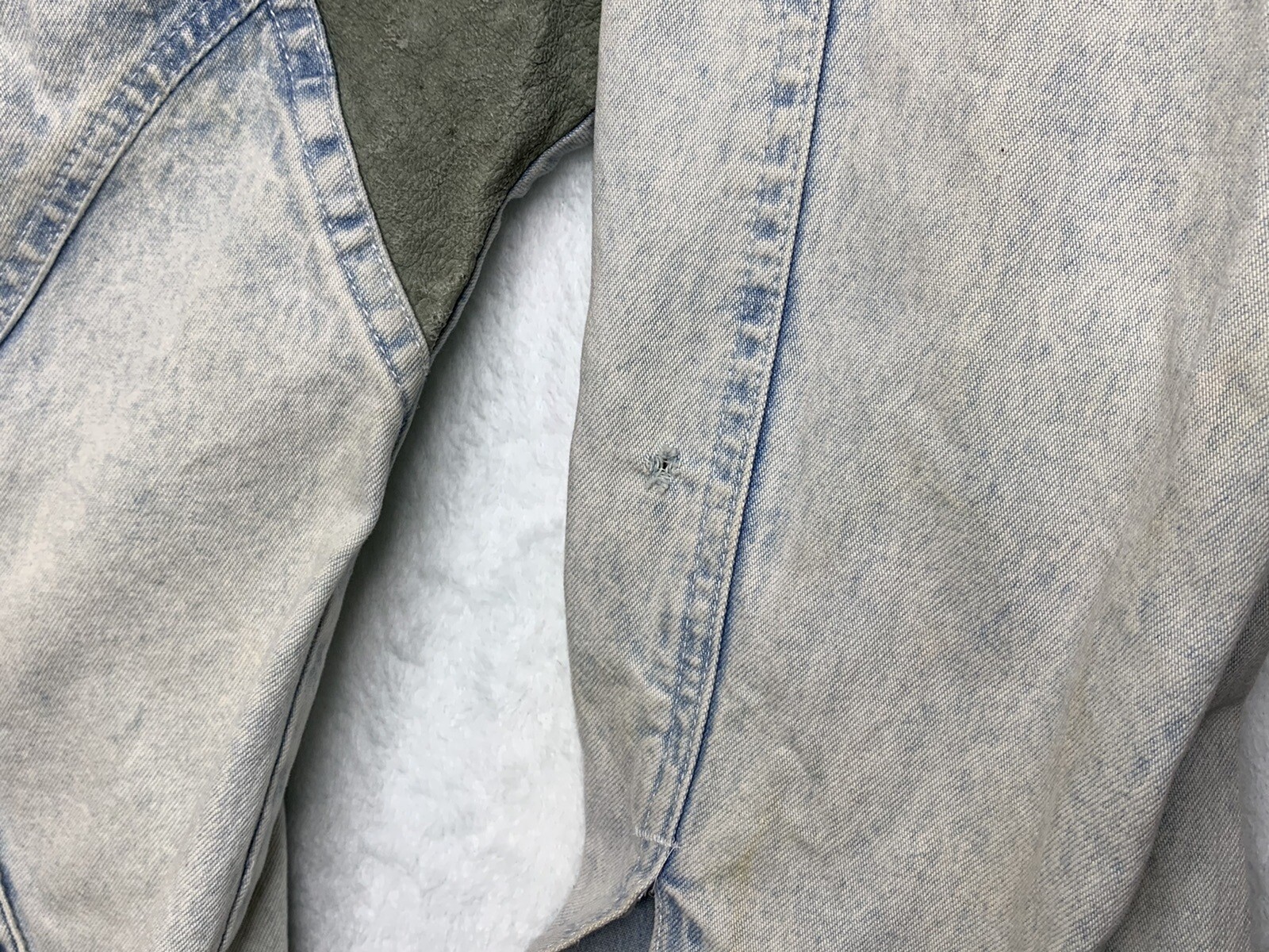 VTG Troop Crown 90’s Washed Denim Jean Jacket Full Zip Embroidered Size XL