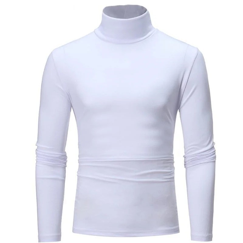 Mens Turtleneck Basic Pullover Long Sleeve Jumper Top Casual Slim Fit T-Shirt