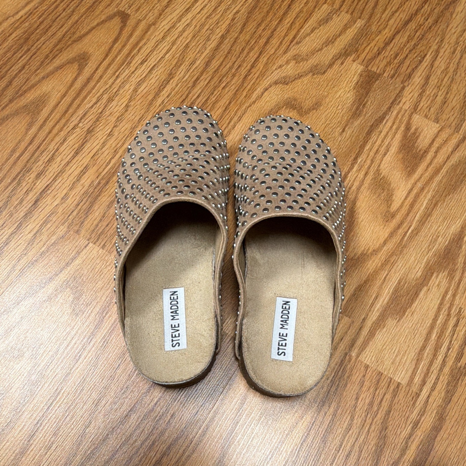 Steve Madden Vega Studded Slip-On Clog Mules Beige Women’s US 7