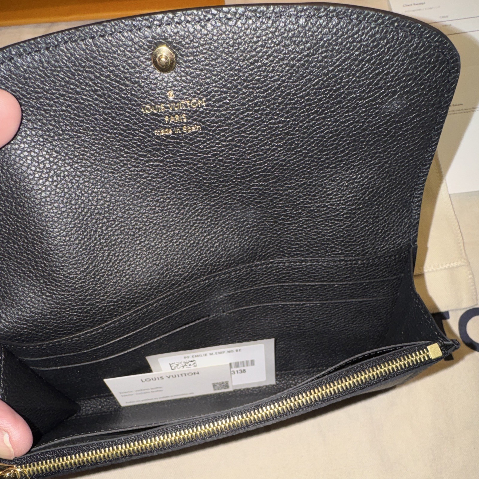 Louis Vuitton Monogram Black/White Long Wallet w/ Card Slots Snap Zip Logo