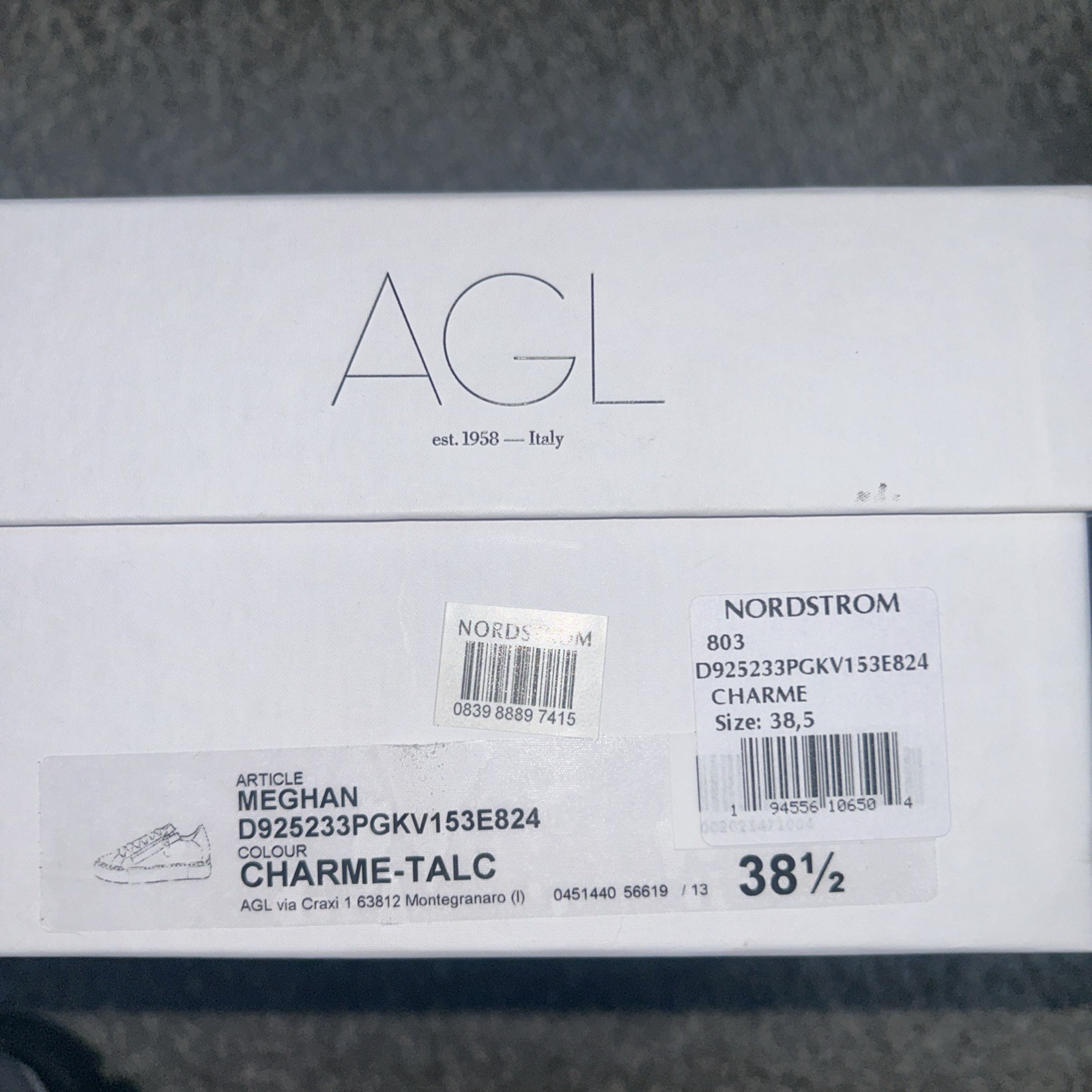 AGL Meghan Women’s CHARME – TALC Suede Zipper Platform Sneakers Sz 38.5 US 8.5