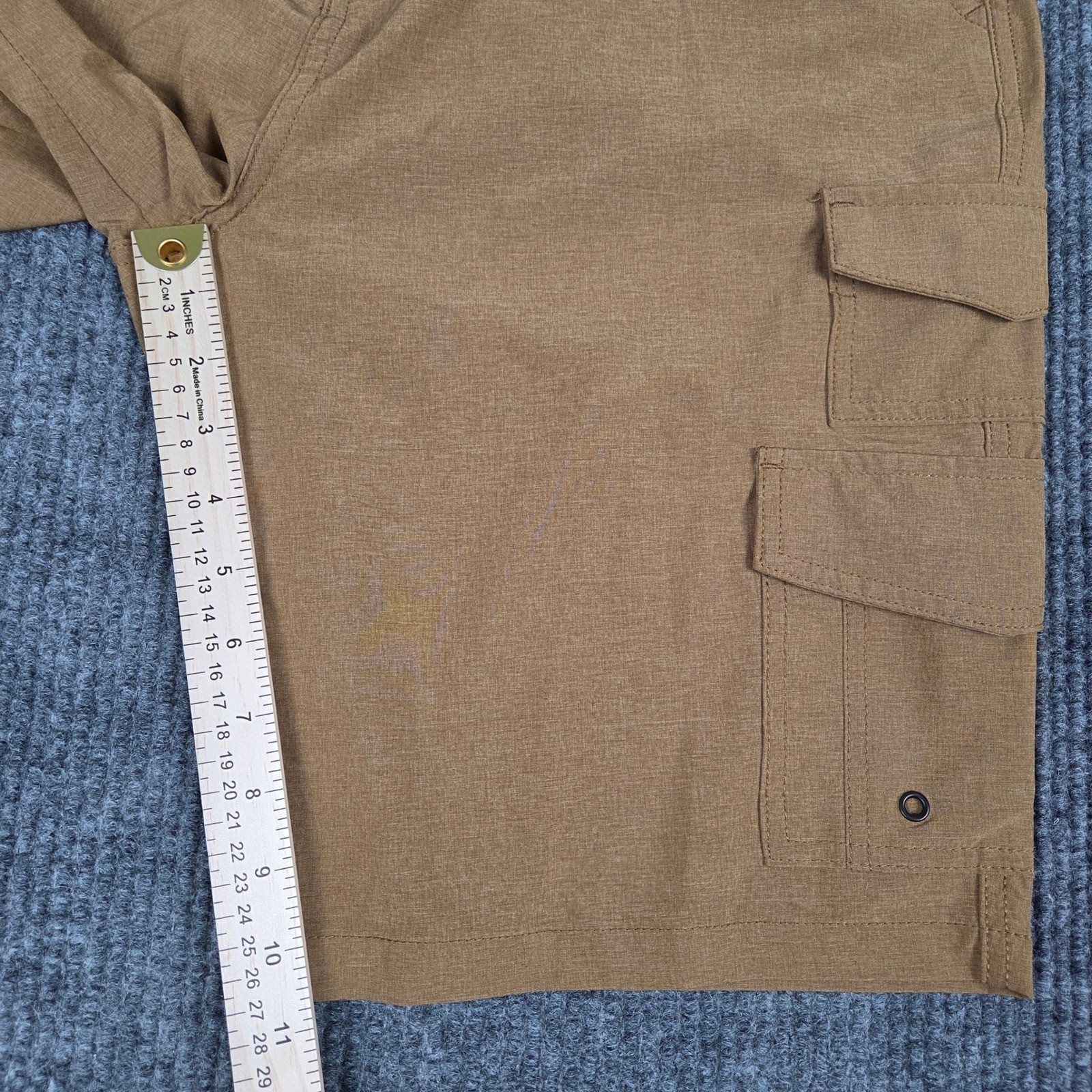 Iron Co Mens Hybrid Cargo Shorts Brown Stretch Quick Dry Hiking Size 32 26843