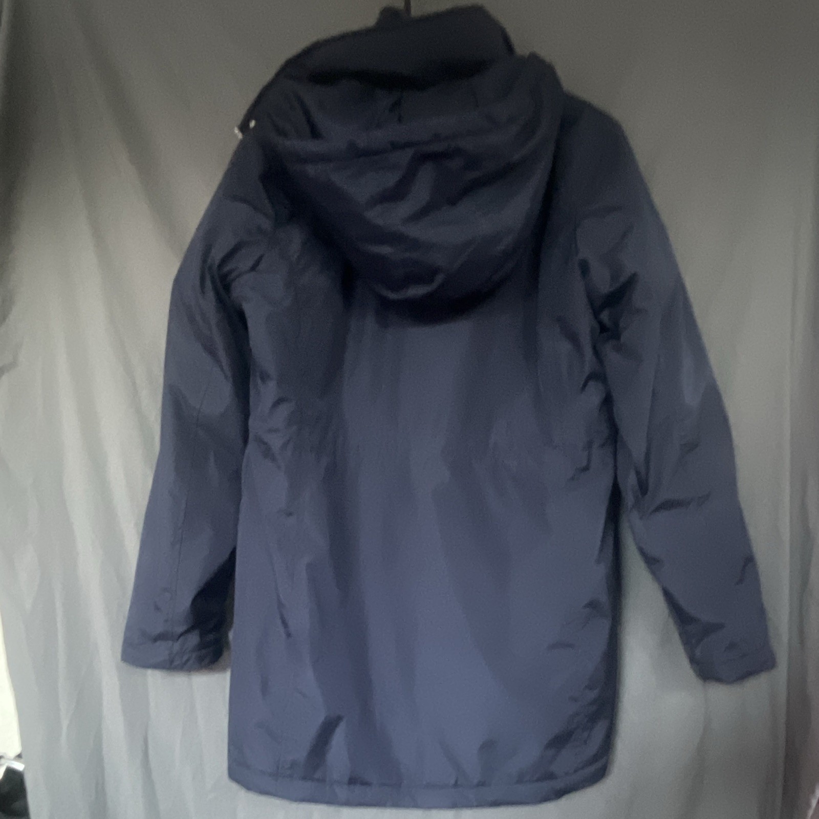 BiGCHiLL Women’s Blue Hooded Full Zip Mid-Length Parka Jacket Solid S