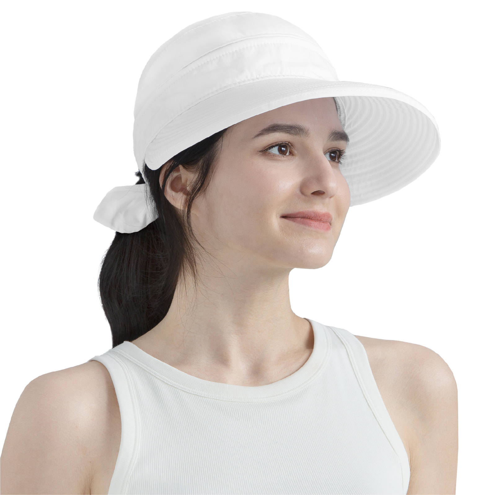 Women Sun Hat Summer Visor Wide Brim Ponytail Boonie UV Protection Beach Caps