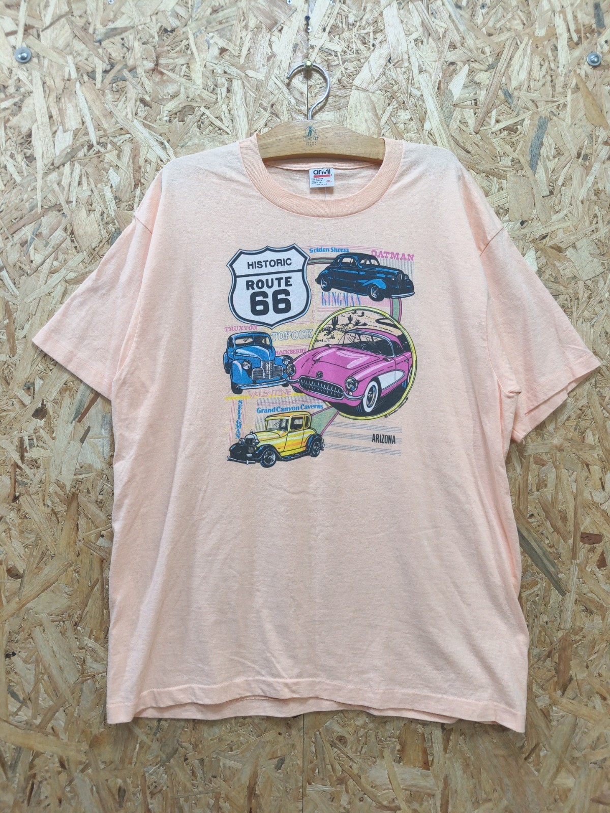 Vintage 90s Mens Historic Route 66 Classic Cars Graphic T Shirt Size XL
