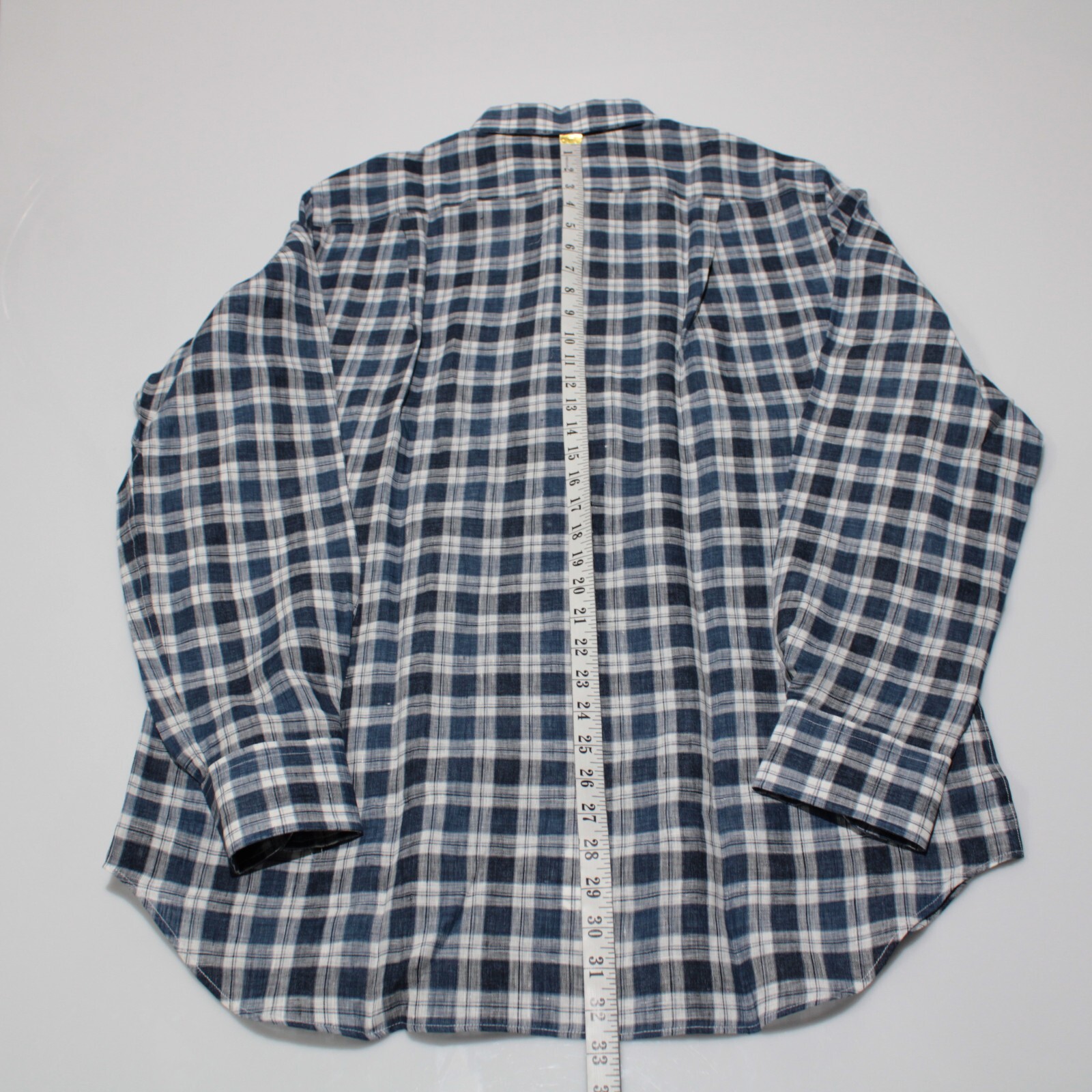Corneliani NWT Casual Button Down Shirt Size M In Blue Plaid Linen