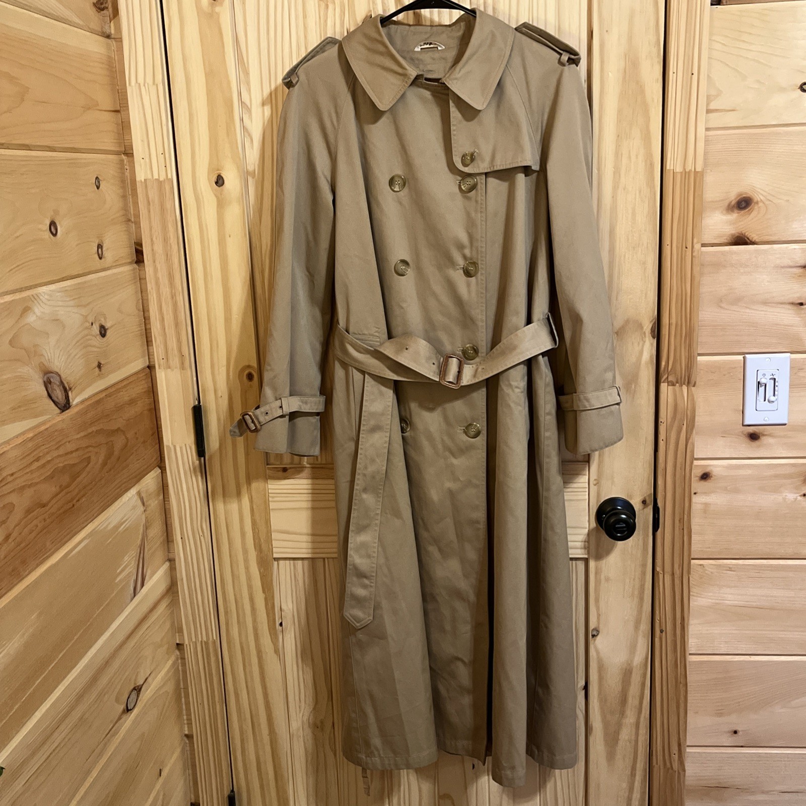 VTG 90s Evan Picone Women’s Brown Double Breasted Trench Coat Belted Water Repel