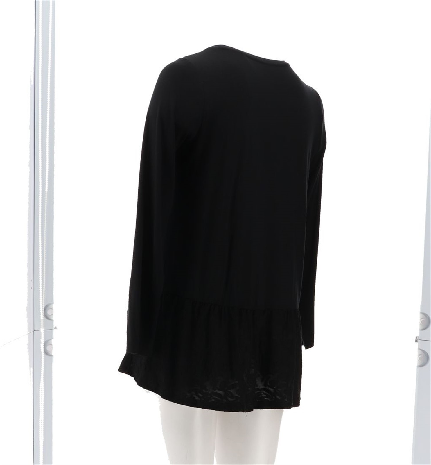 LOGO Lori Goldstein Rayon 230 Layered Top Jacquard Hem Black 1X NWOT (1041)