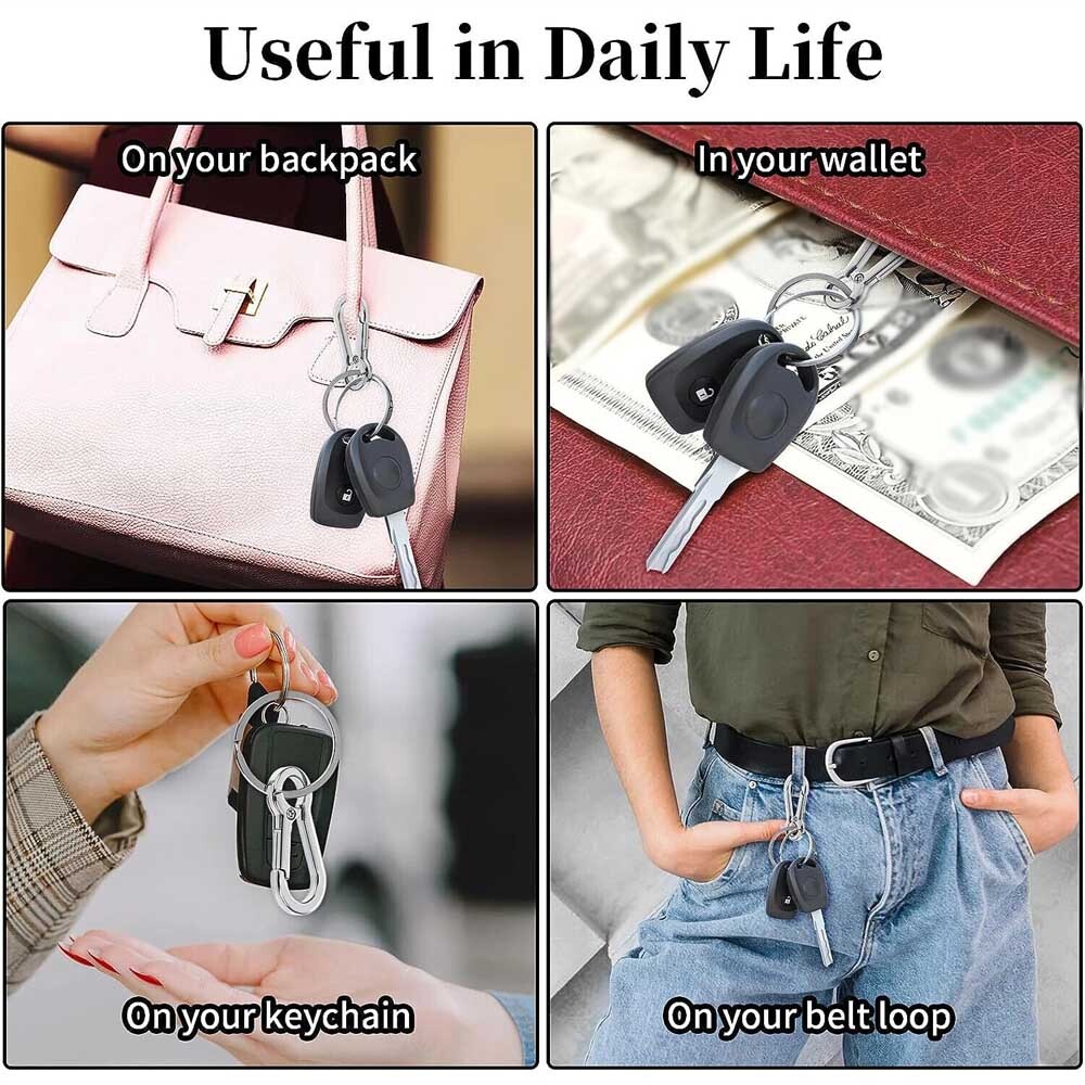 12PCS Keychain Key Ring Carabiner Clip Keyring Chain Fob Holder Silver Metal USA