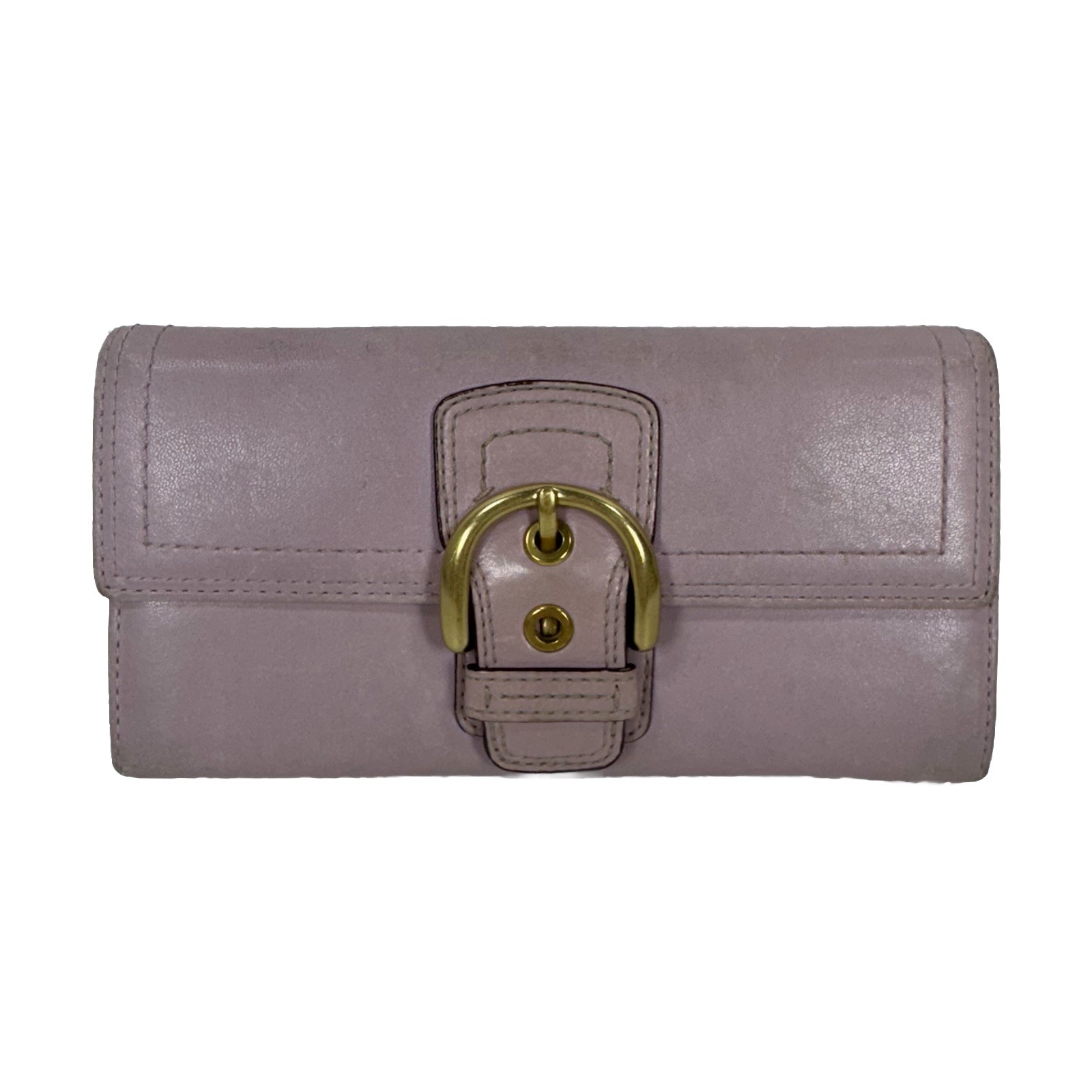 Coach Vintage Soho Purple Lilac Leather Buckle Magnetic Folding Long Wallet