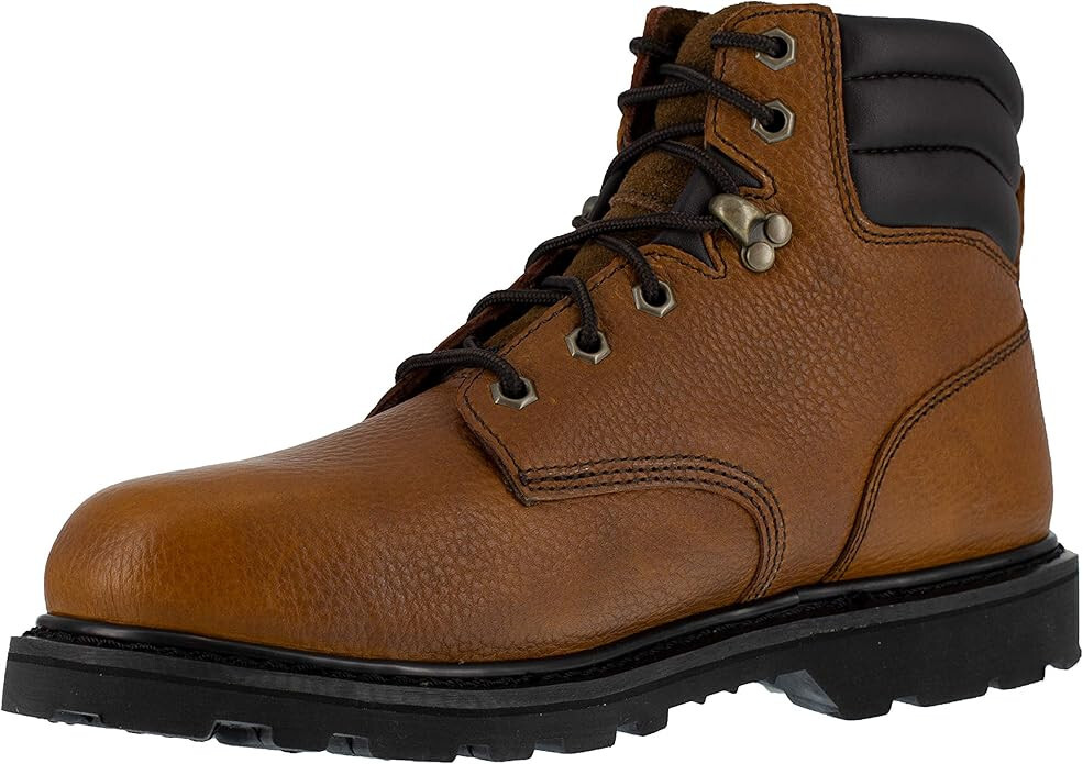Men’s Iron Age Backhoe Steel Toe Brown Leather 6 inch Work Boots IA5020, 11 W