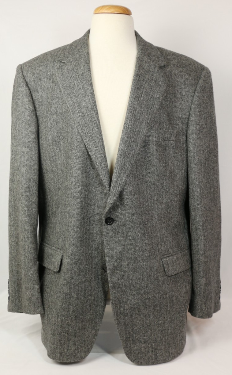 Gianfranco Ruffini Camel Hair Blend Gray Herringbone Sport Coat Blazer Mens 46 L