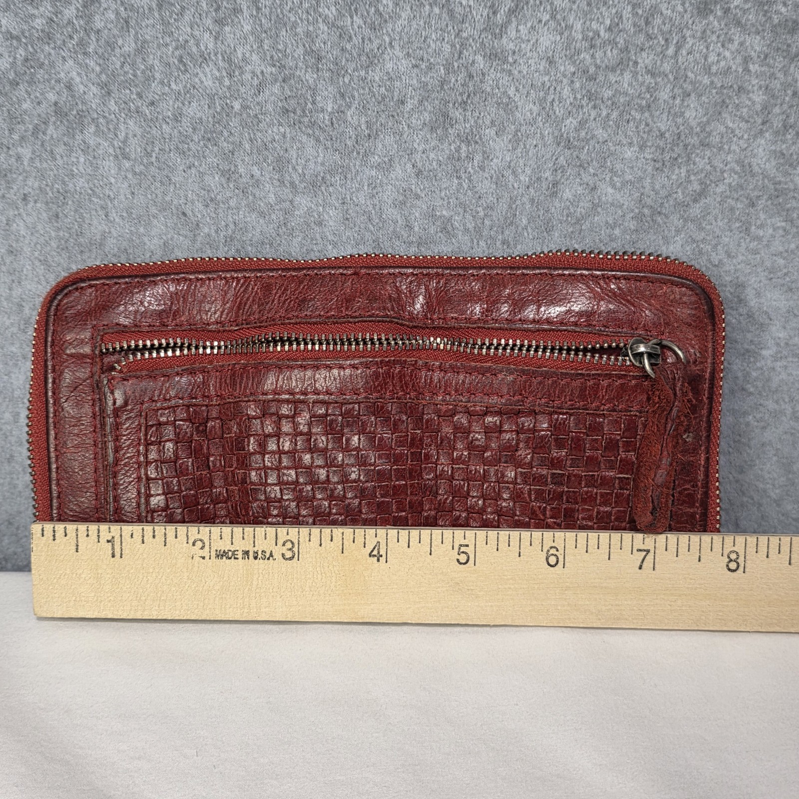 Cowboy Bags Wallet – Red Leather – Weave Pattern Western Style