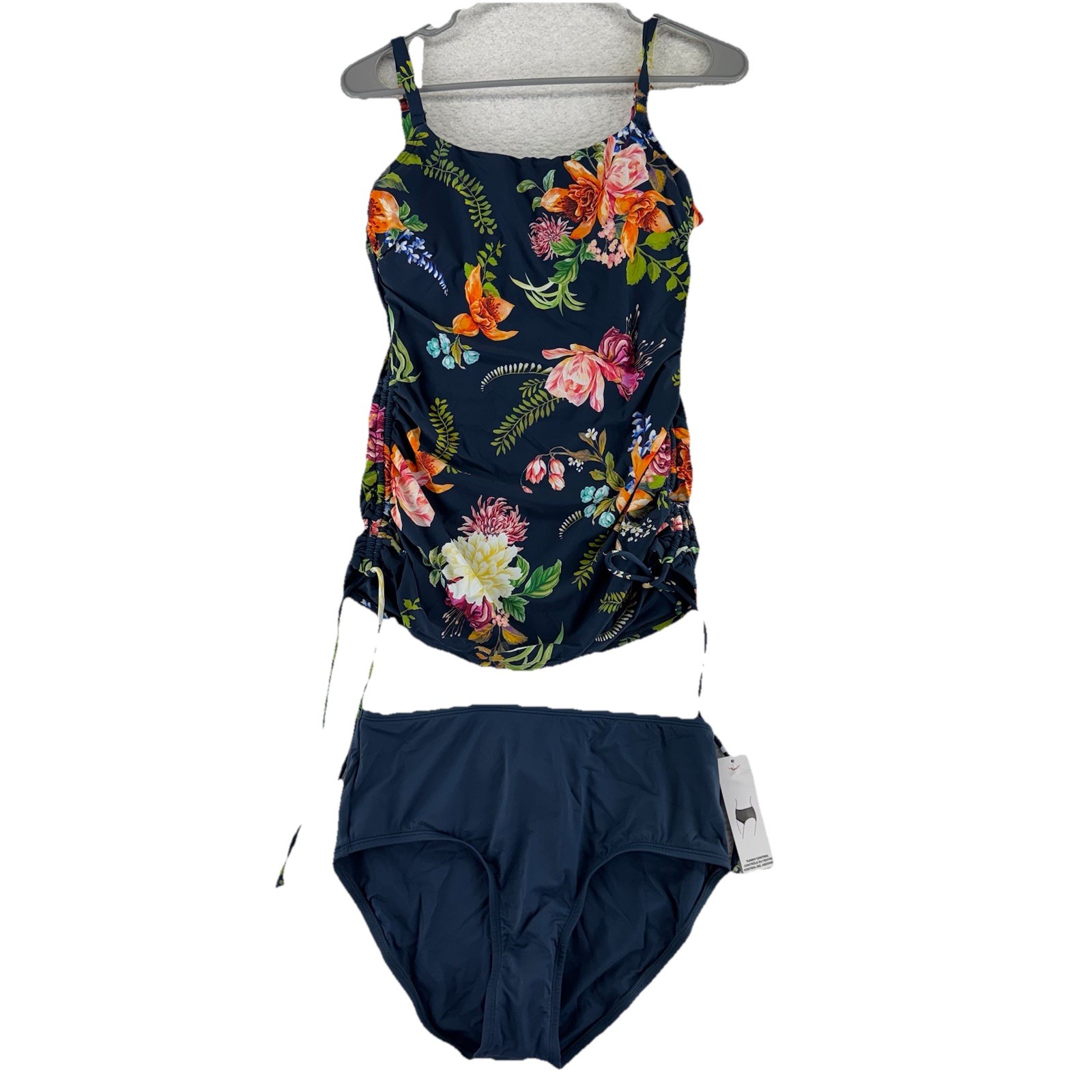 Jantzen Printed Cami Tankini Comfort Core Brief 2 Piece Swimsuit Size 8 Floral