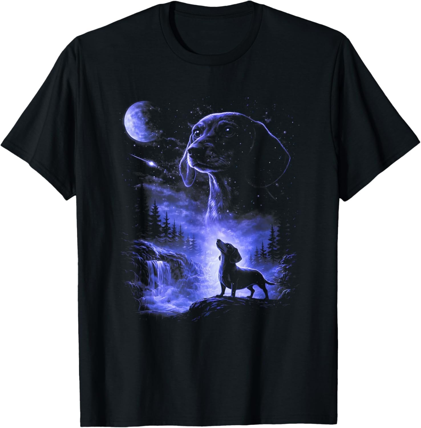 Dachshund Howling to The Moon Meme 90s Animal Graphic Gift Unisex T-Shirt