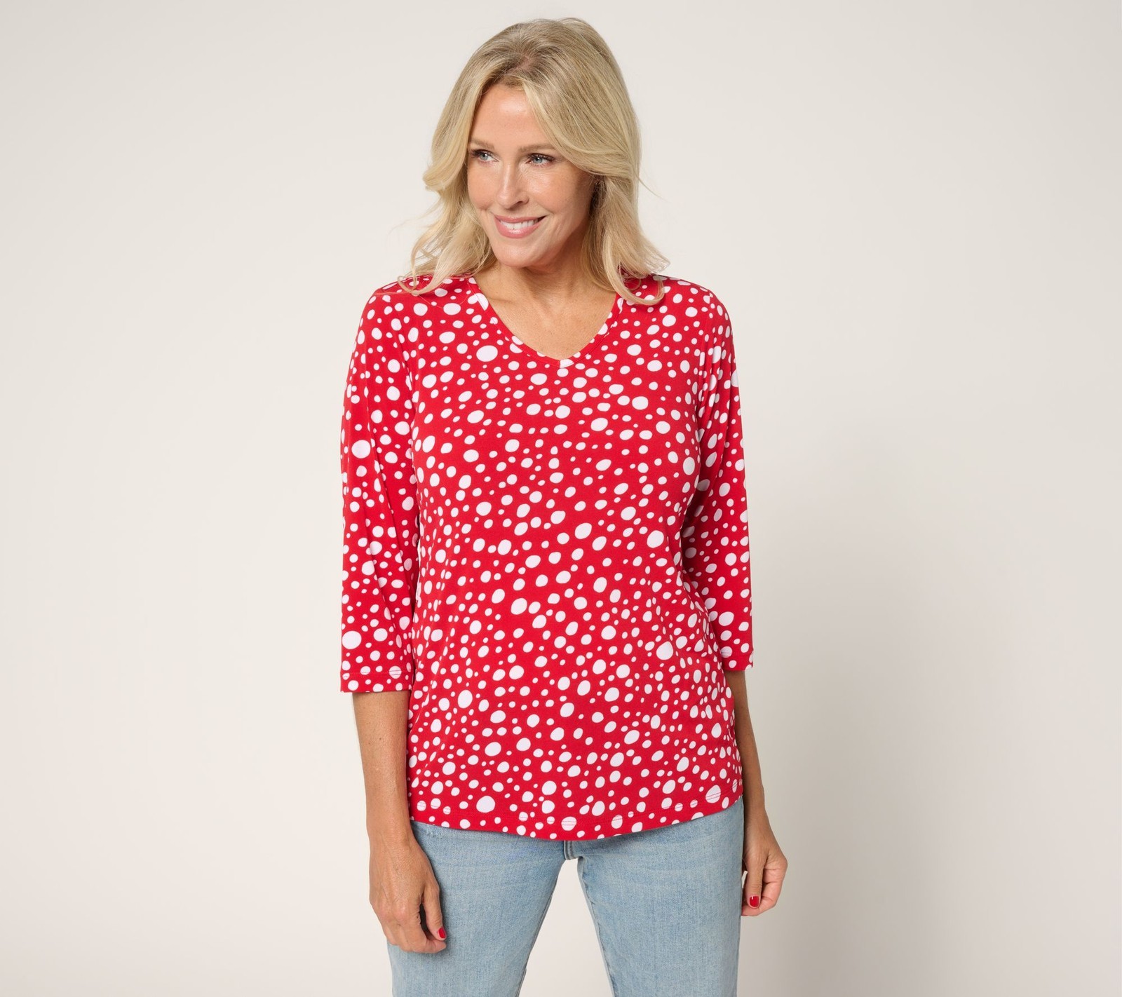 Susan Graver Women’s Top Plus Sz 1X Printed Liquid Knit Multi-colored A225581